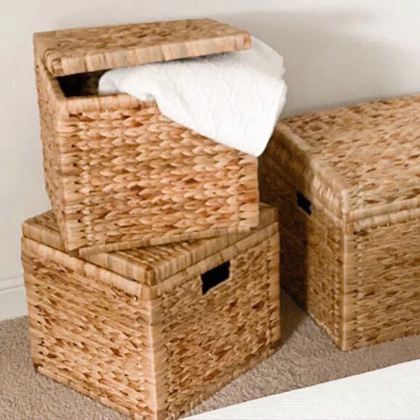 Woven Hyacinth Storage Chests, Set of 3