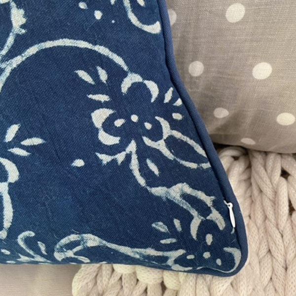 Abstract Floral Hand Blocked Cotton Throw Pillow