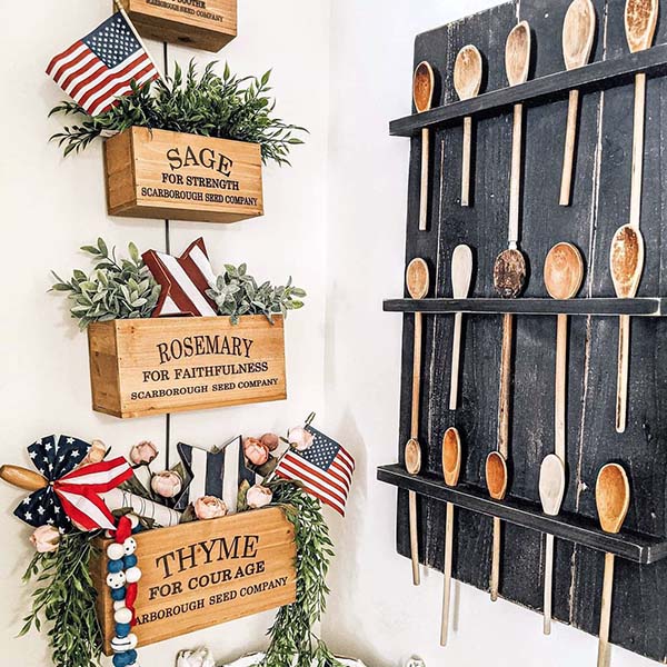 Wall Planters Indoor | Wooden Herb Buckets