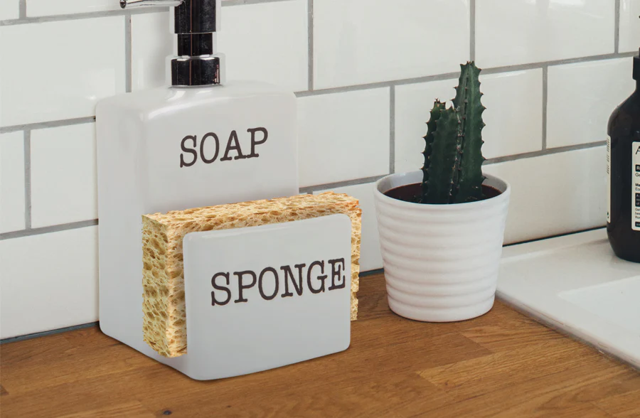 2 in 1 Ceramic Soap Dispenser with Sponge Holder