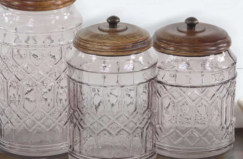 Antique Inspired Glass Canisters  Set of 3