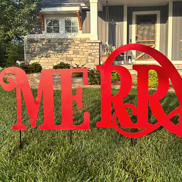 11 FEET WIDE! Merry Christmas Yard Stakes