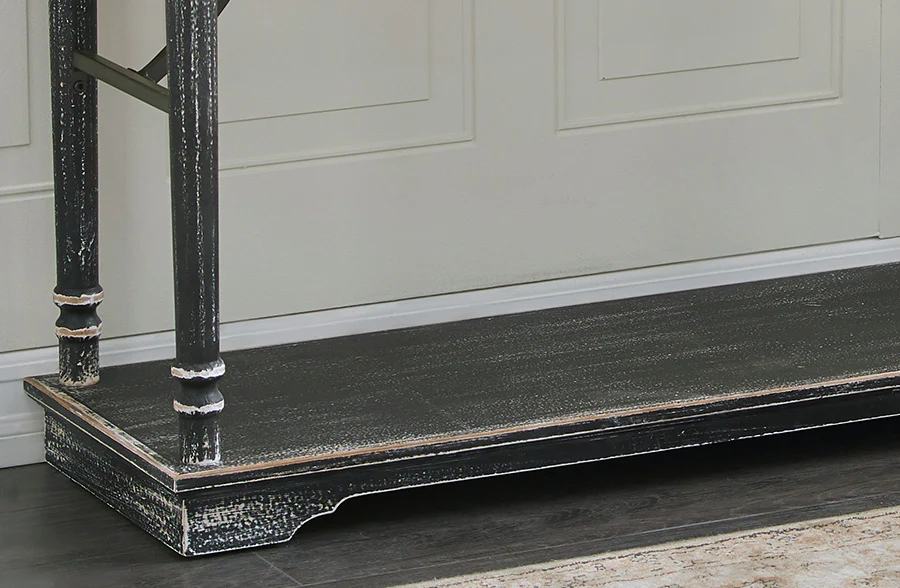 Distressed Black Wooden Console Table