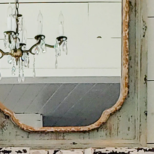 Distressed Teal Wooden Mirror