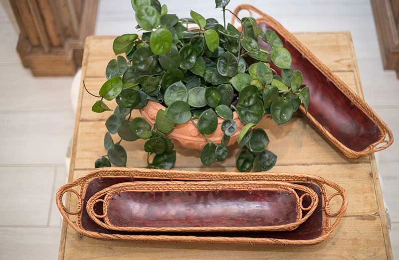 Long Rattan Trays Set of 3