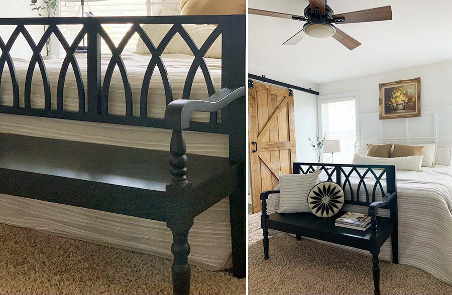 Black Wooden Cross Back Bench