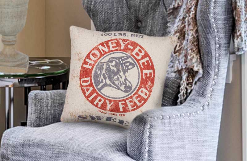 Honey Bee Dairy Farm Pillow