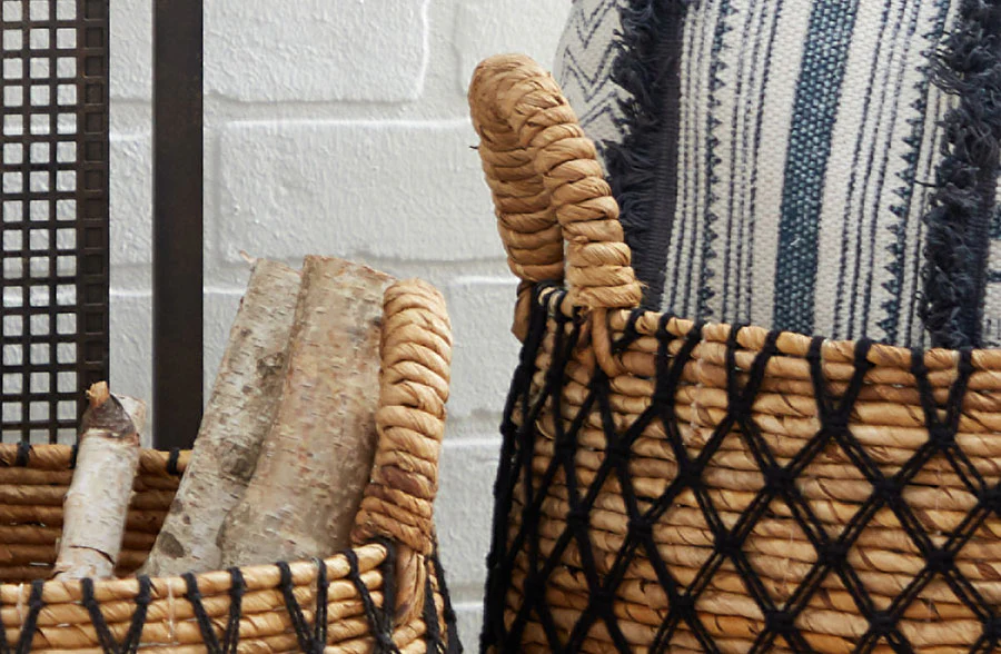 Banana Leaf  Wicker Basket, Set of 2