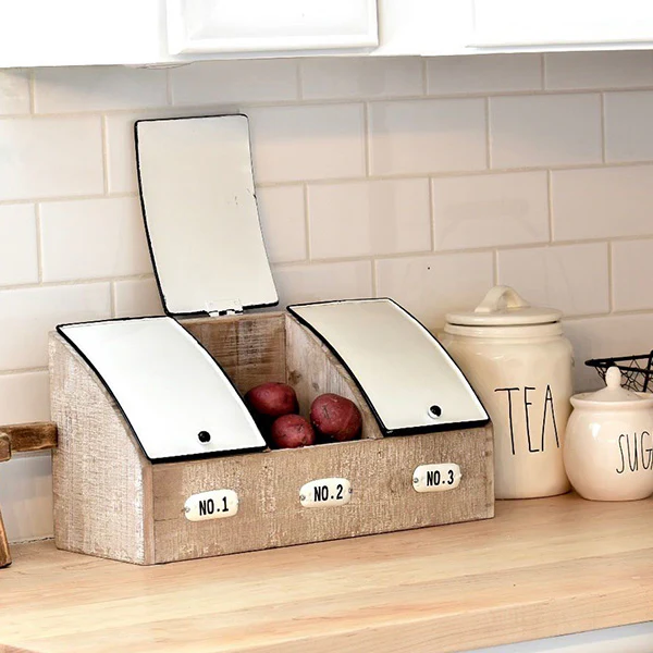 Distressed Enamel and Wood Cubby