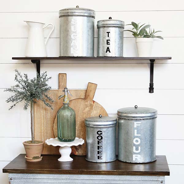 Galvanized Kitchen Canisters. Set of 2