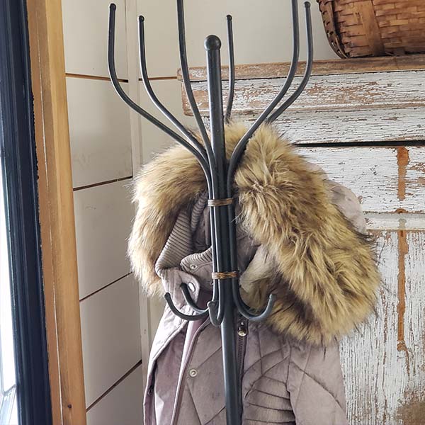 Refined Classic | Natural Wood and Forged Metal Coat Rack