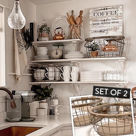 Oversized Oval Caged Baskets, Set of 2