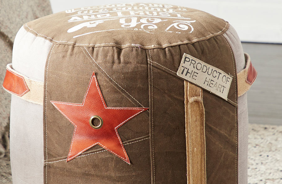 Rustic Styled Pouf Stool