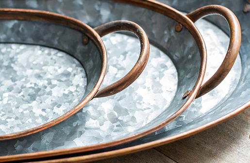 Galvanized Oval Trays  Set of 3