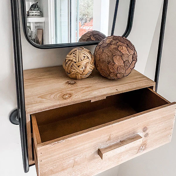 Industrial Swivel Wall Mirror with Storage