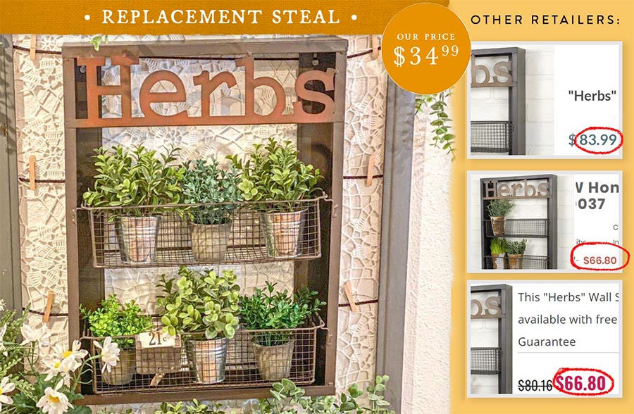 Herb Wall Shelf With Wire Baskets
