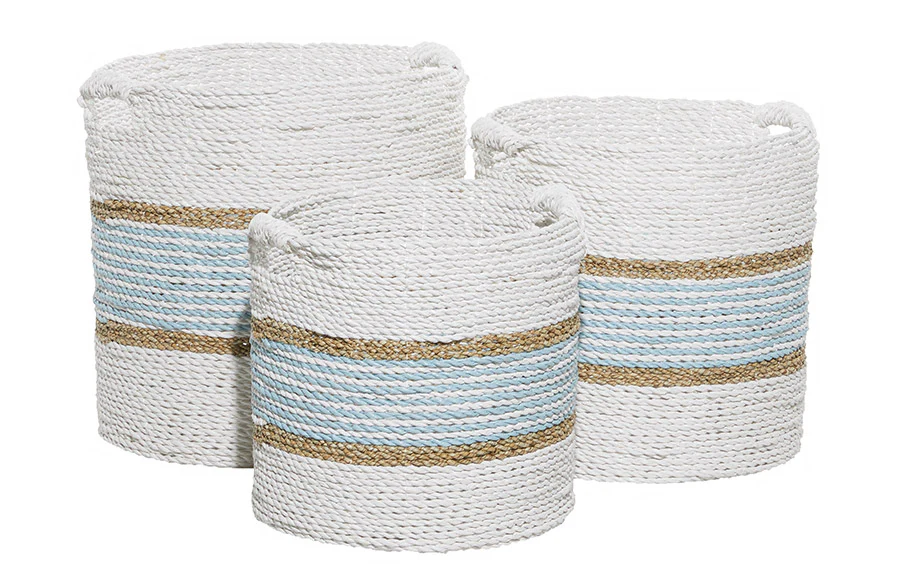 Striped Seagrass Baskets, Set of 3