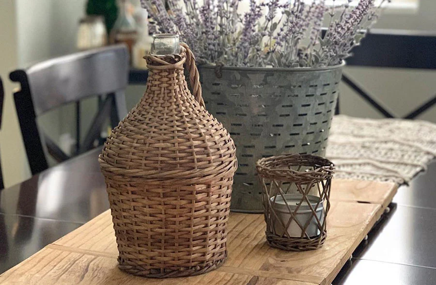 Wicker Covered Wine Bottle