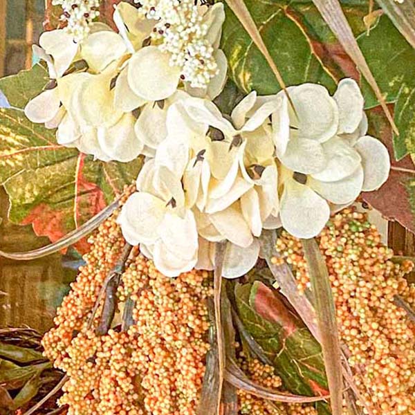 Faux Wheat and Hydrangea Wreath