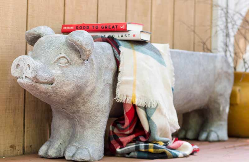 *HUGE* Eclectic Pig Garden Bench