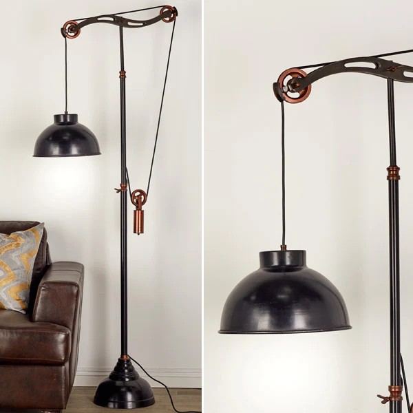Industrial Pulley Floor Lamp