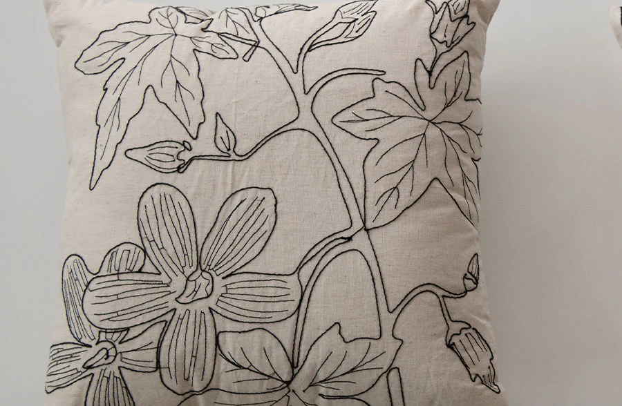 Botanical Embroidery Throw Pillows, Set of 2