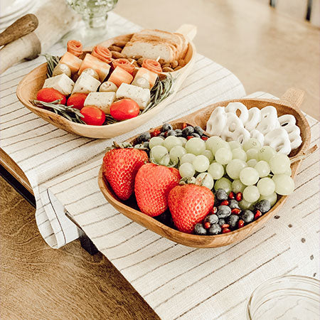 Acacia Wood Pear Shaped Bowls, Set of 2