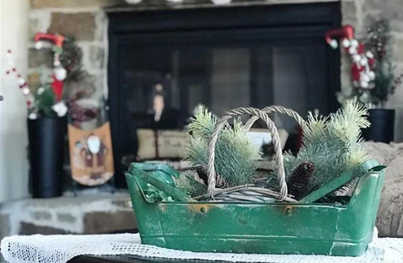 *Large* Green Garden Metal Basket