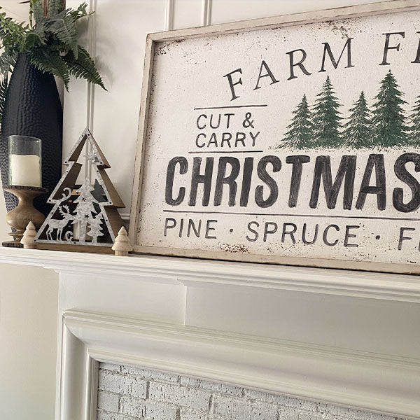 48 Inch Antique Inspired Farm Fresh Christmas Trees Sign
