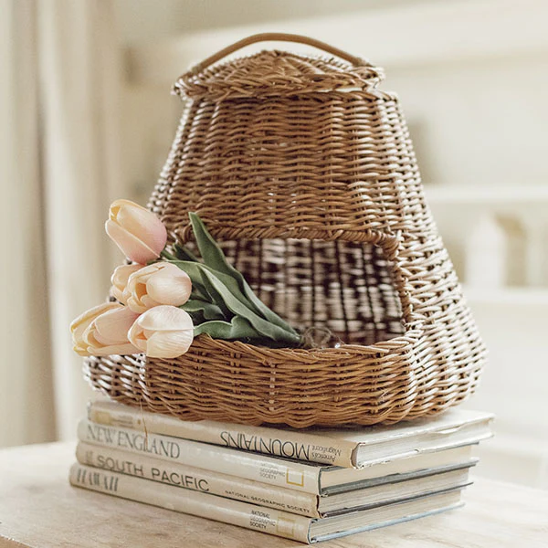 Handwoven Wicker Vegetable Basket with Lid