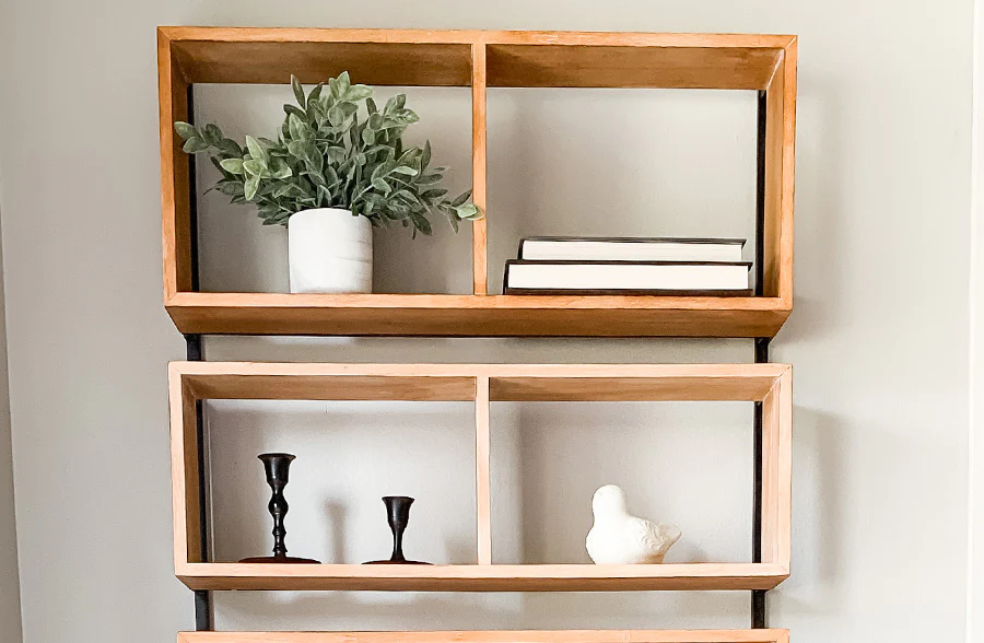 Utilitarian Wooden Framed Open Shelving Unit