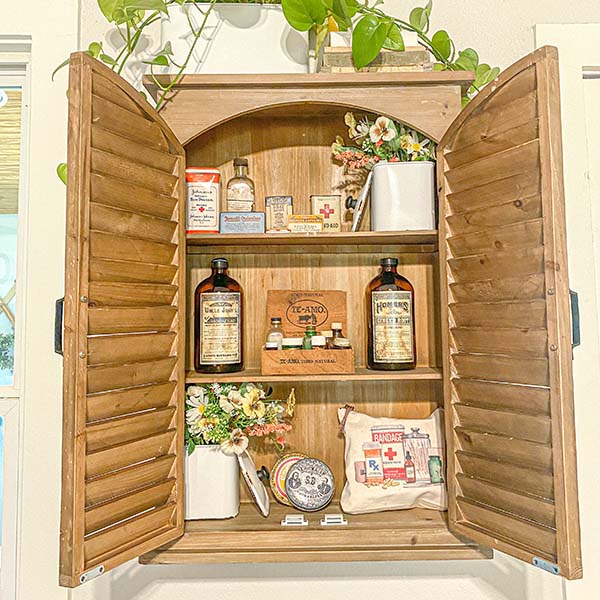 Natural Wooden Hanging Medicine Cabinet