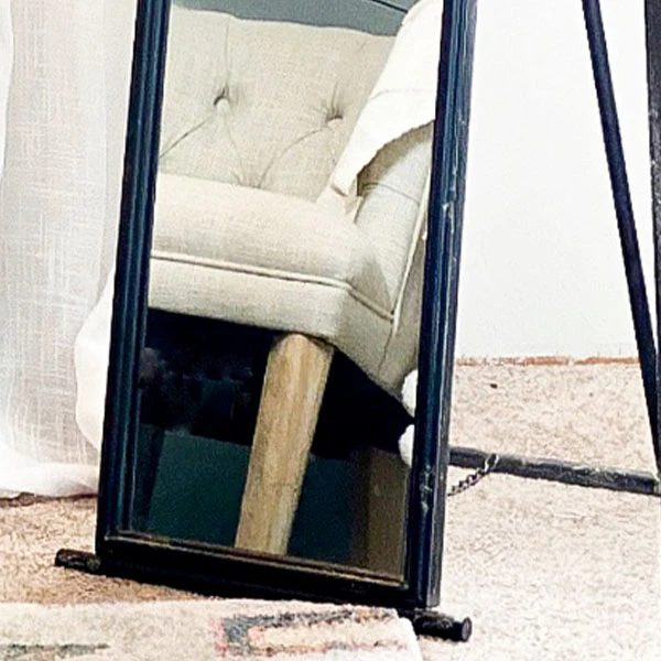 Floor Mirror with Metal Frame and Stand