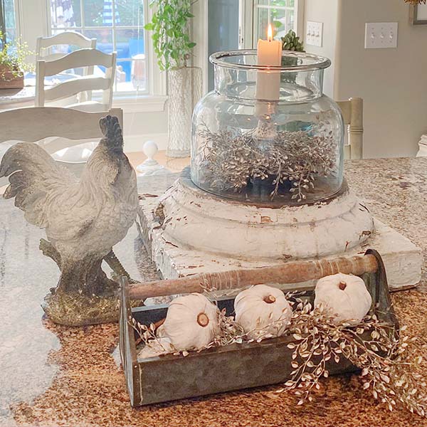 Rusted Patina Galvanized Metal Caddy with Wood Spindle Handle