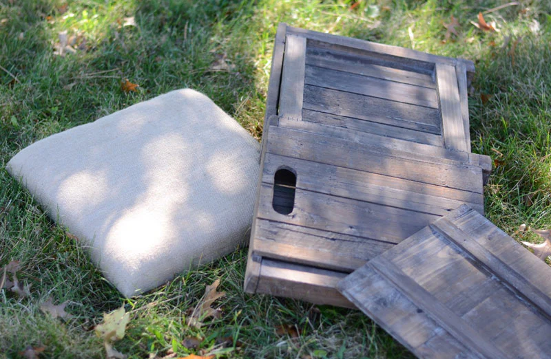 Collapsible Whitewashed Wooden Storage Bench