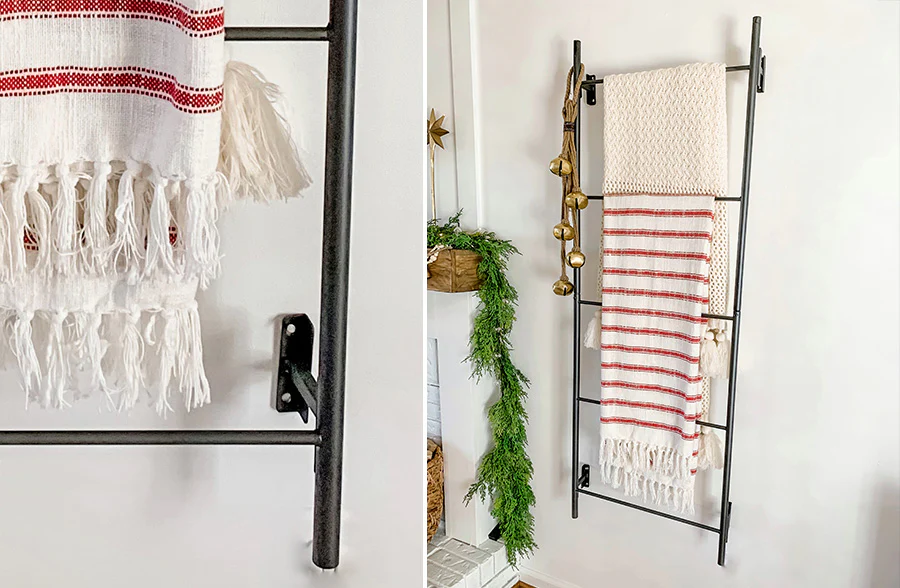 58 Inch Tall Wall Mounted Metal Display Ladder