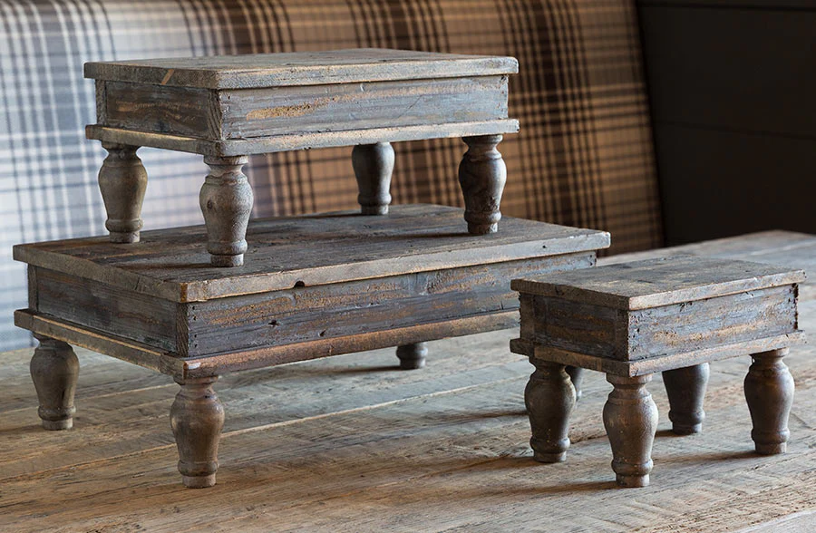 Table Top Wooden Riser Pedestals, Set of 3