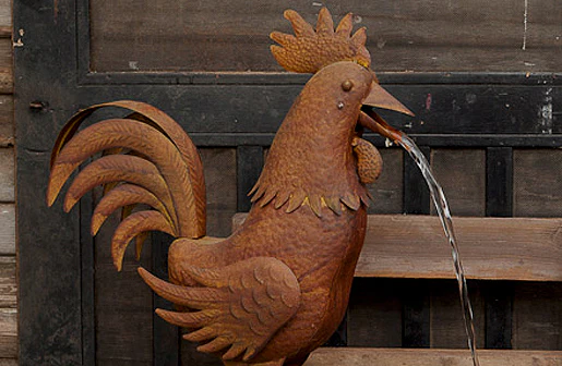 Barnyard Vintage *HUGE* Rooster Folk Art Fountain
