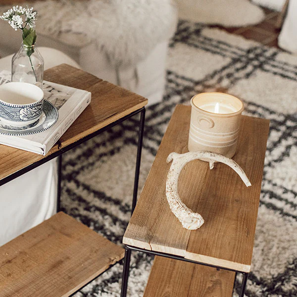 Two-Tier Rustic Wooden Accent Tables, Set of 2