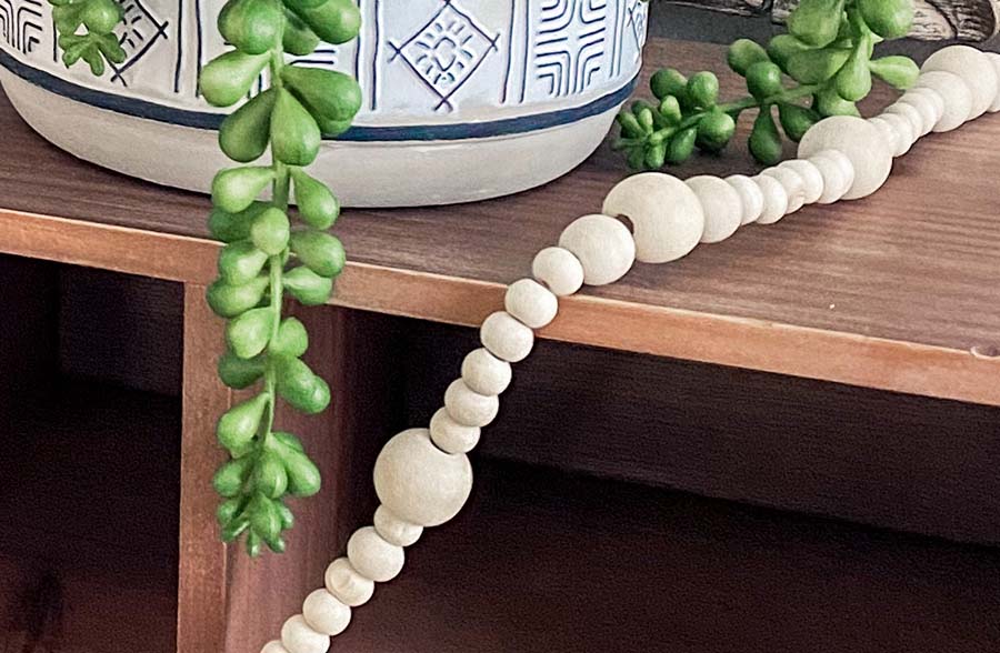 46 Inch Long Wood Bead Garland
