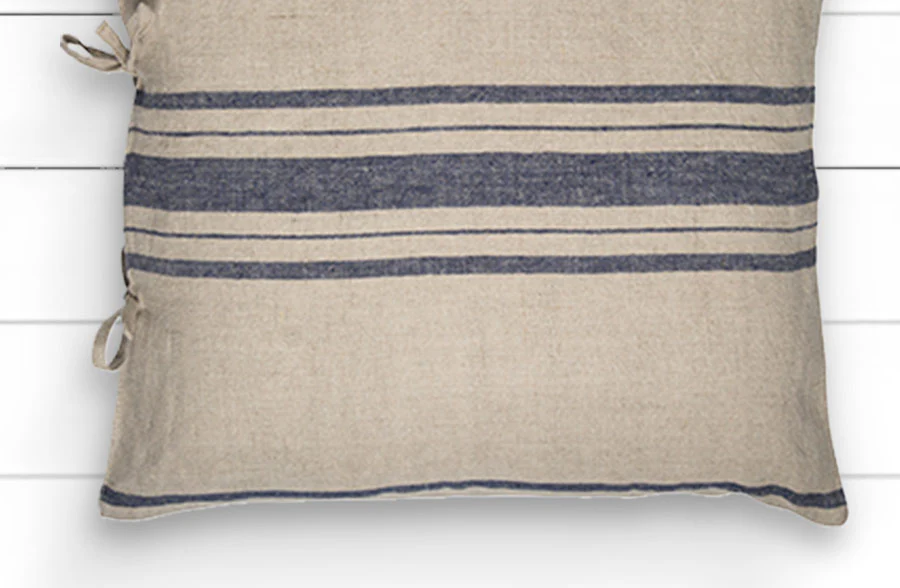 French Navy Striped Throw Pillow