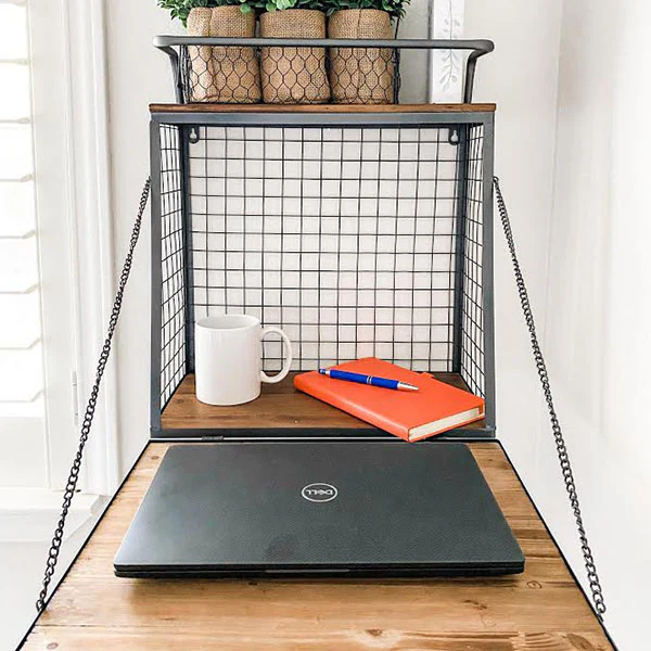 Rustic Wall Cubby with Fold Down Shelf