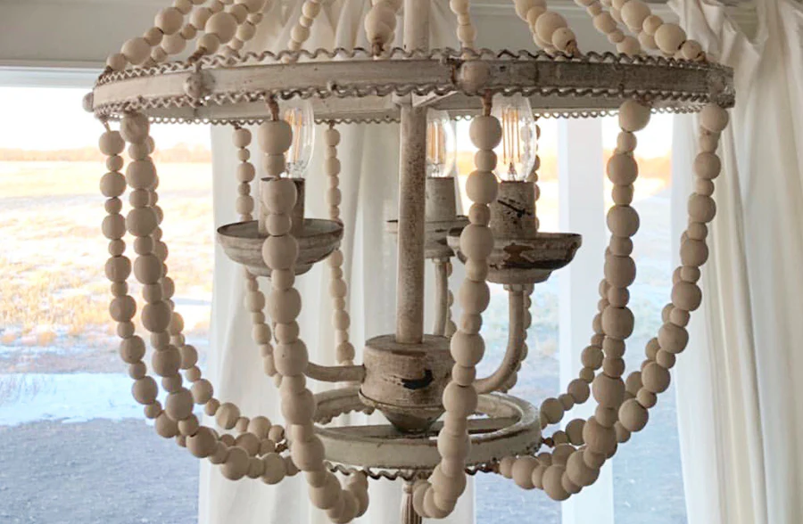 Hand Crafted Wooden Bead Chandelier