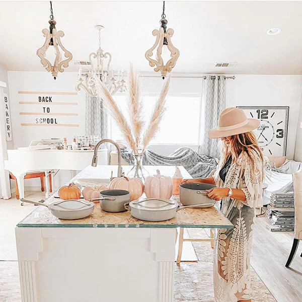 Distressed White Wood Chandelier