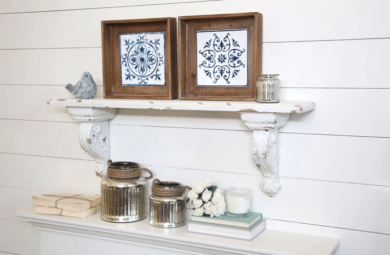 Large Distressed Wooden Antique Shelf