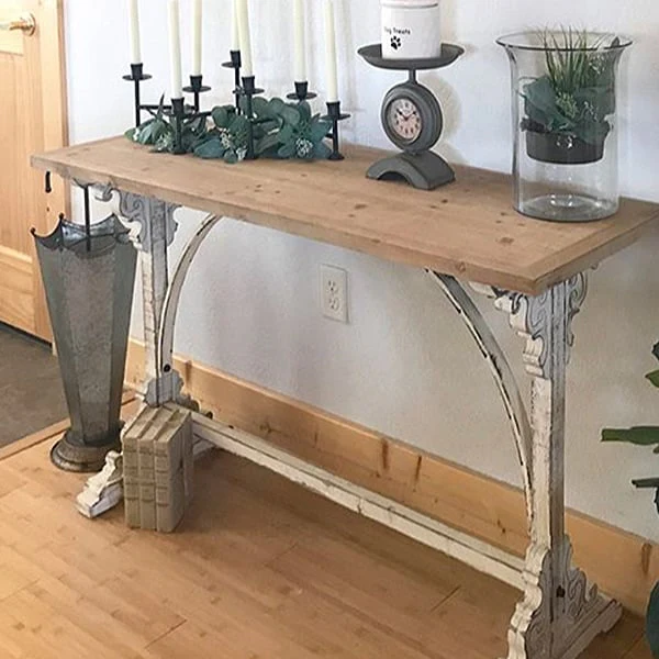 Distressed White Corbel Entry Table