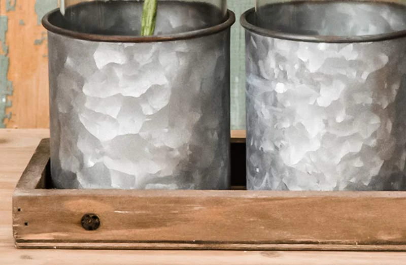 Wooden Planter Box Bottle Centerpiece