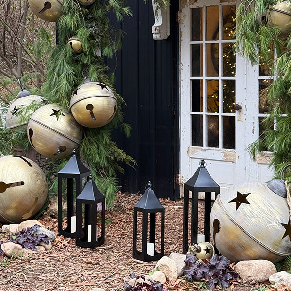 Oversized Handcrafted Metal Outdoor Lanterns, Set of 2