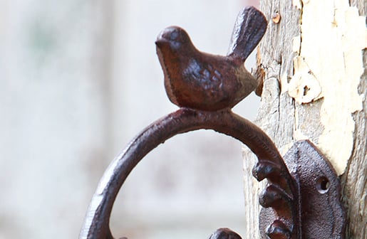 LARGE Cast Iron Bird Hook Set Of 2