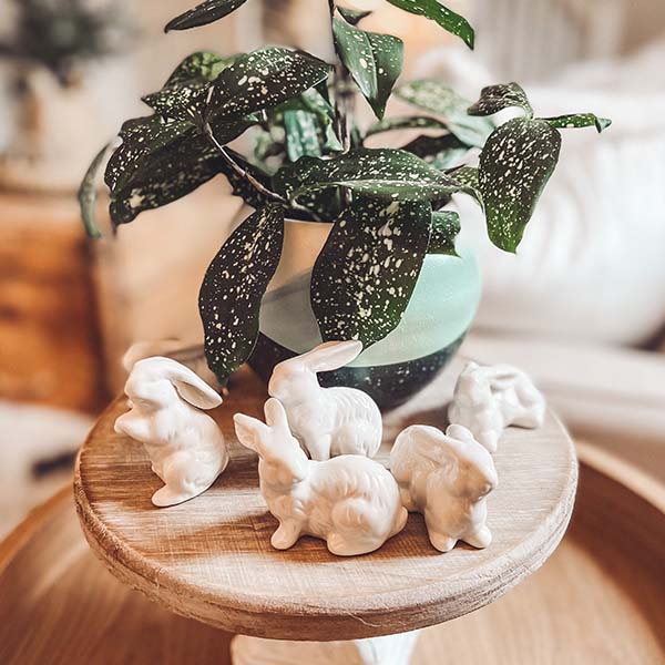 White Ceramic Bunnies, Set of 6